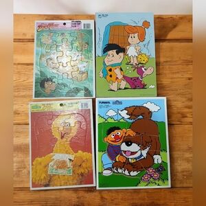 1980s Vintage Collectible Puzzles Flinstones Sesame Street Duck Tails